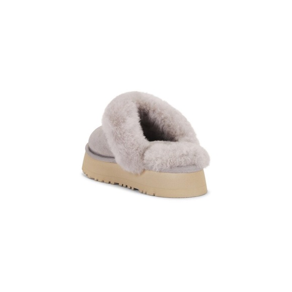 UGG Disquette Campfire Grey Women’s Platform Shearling Slippers Neutral Slip On - Picture 8 of 10